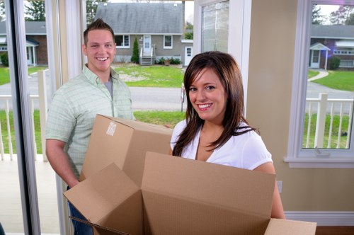 Moving truck loaded with furniture